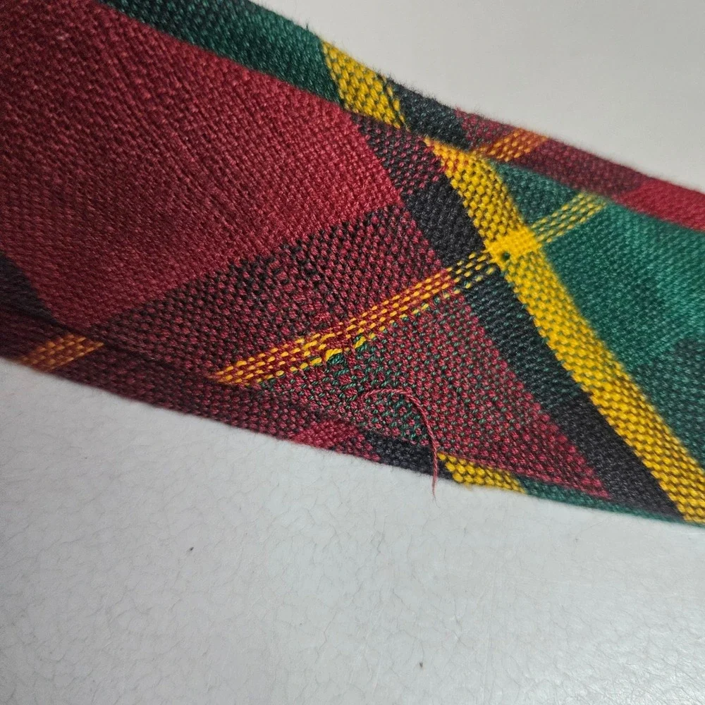 Vintage Rooster Mens Plaid Cotton Necktie Multi Color Made in USA Preppy Tie